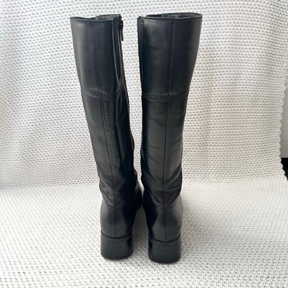 La Canadienne Black Leather Knee High Low Heel Full Zip Weatherproof Boots 8 - Picture 6 of 10